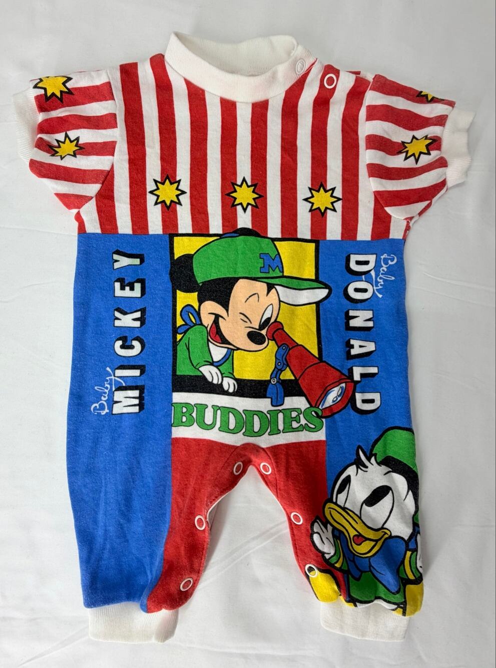 Vintage Disney Babies Mickey Donald Buddies Romper 0-6 Months One Piece USA